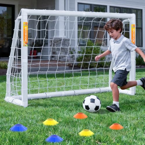 NAIZEA Soccer Goal - 12x6/10x6/8x6/6x4FT Soccer Goals for Backyard, Portable & Weatherproof HPVC Soccers Goal w/Soccer Net Durable Post for Adults & Youth Outdoor's Practice Training - size: 6x4 FT, style: Foldable
