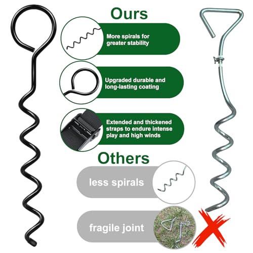 Basketball Goal Anchor Tie Down Kit High Wind Basketball Hoop Anchor for Secure Durable Court Setup Heavy Duty Trampoline Anchor Kit with Adjustable Strap for Mounting Trampoline Swing Tent - size: 2 Anchor and 1 Adjustable Strap