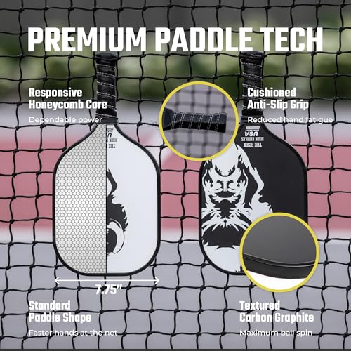 Bison Paddles: Carbon Graphite Pickleball Paddles - Lightweight Pickleball Rackets | Honeycomb Composite Core Improves Pickle Ball Placement and Increases Power | Durable Unibody Construction - color: Bison Bundle