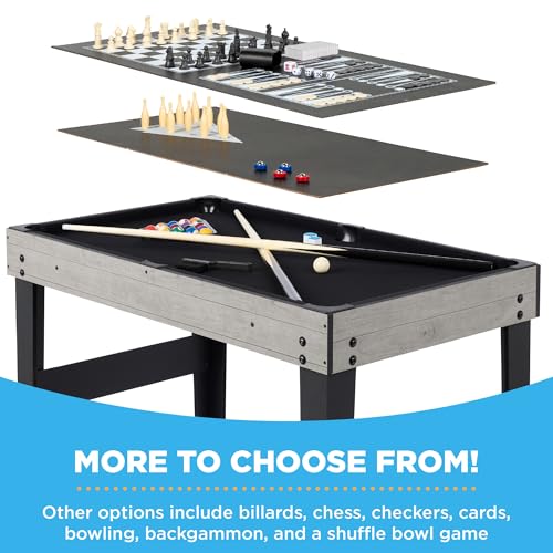 Best Choice Products 2x4ft Combo Game Table Set for Home, Game Room, Friends & Family w/Hockey, Foosball, Pool, Shuffleboard, Ping Pong, Chess, Checkers, Bowling, and Backgammon - color: Gray