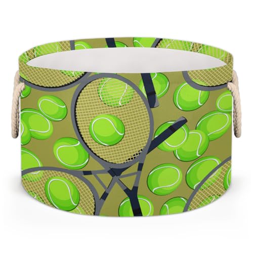 Large Round Storage Basket Sport Tennis Ball Green Collapsible Circle Storage Bin Basket Laundry Hamper With Handle for Kids Boy Girls Toy Bedroom Living Room Nursery Room Decor Storage Organizer - color: A05:sport theme 4