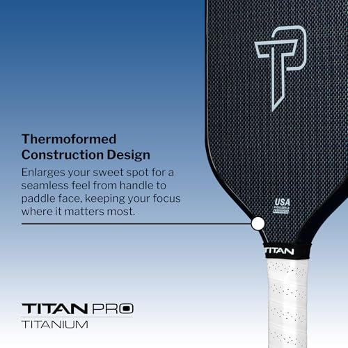 Titan Pro Titanium Carbon Fiber Pickleball Paddle – T700 Carbon Fiber Face, Electroplated Titanium, Nomex Duo Core, USA Pickleball Approved, 14mm & 16mm – Intermediate to Advanced Players