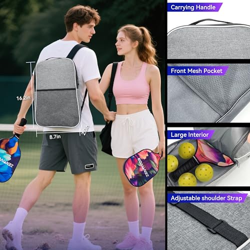 Lightweight Carbon Pickleball Paddles – USAPA Pickleball Paddles for Women, Men, Beginners & Intermediates | Gritty Surface, Stylish Design | 16mm Shock-Absorbing Core, Cushioned Grip