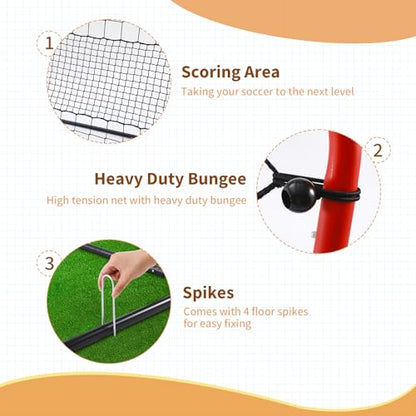 Soccer Rebound Net, 4'x4' Steel Soccer Rebounder, Bounce Back Net for Backyard Soccer Practice Training-Adjustable Angle - style: 6'x4'