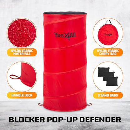 Yes4All Pop Up Defender, 3-Pack Basketball Youth Training Equipment, Portable Football Soccer Basketball Drill Defender - color: A. Red