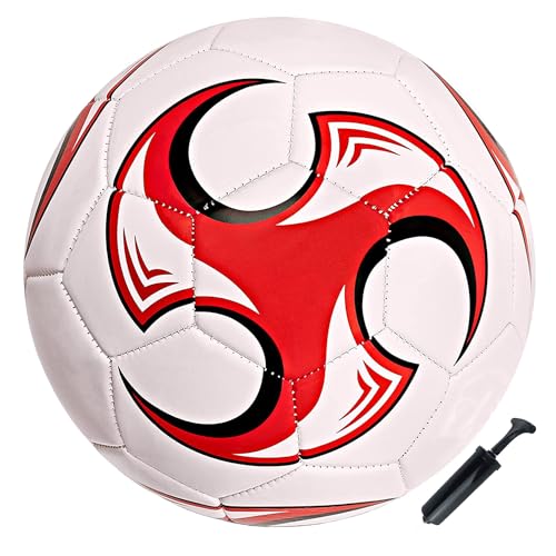 Soccer Ball Size 3,4,5 with Pump Needle Anti-Explosion Design Indoor Outdoor Suitable for Kids School Training Practice or Boys Girls Toddlers Gift - color: Red, style: Size 5