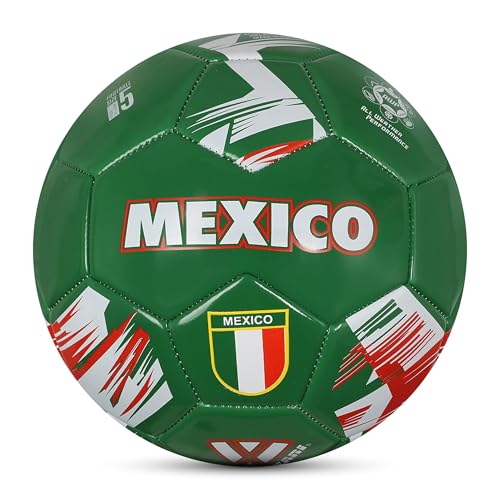 Vizari National Team Soccer Ball - Durable Faux Leather Football for Adult Kids & Youth | Machine-Sewn with 30-Panel Design | Size 3, 4, 5 & Mini | Ideal for Adult, Boys, Girls, and Toddlers - color: Mexico Green, size: Mini