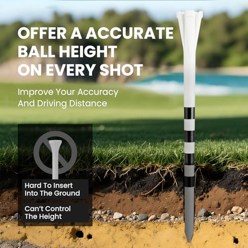 FINGER TEN Extra Long Golf Tees Plastic 4 Inch or 5 Inch Value 50 Pack, Unbreakable & Consistent Height Tees with Reduce Friction, Driving Range Tee Easy to Find in White Pink Green - color: White, size: 5 Inch