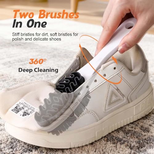 Suede Shoe Brush and Eraser,2 in 1 Scrub Suede Shoe Brush, Rubber Polish Eraser with Soft Plastic Bristles for Nubuck Cleaning (White Handle/3pcs) - color: White Handle/3pcs