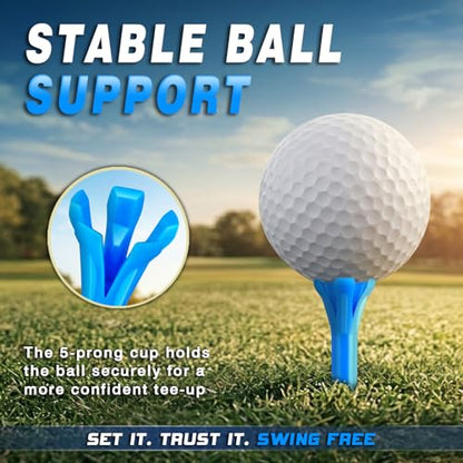 150 Pack Mixed Sizes (3-1/4"x100 & 1-1/2"x50) 5-Prong Golf Tees – Ultra-Stable & Low-Resistance Design for Longer Drives Plastic Golf Tees