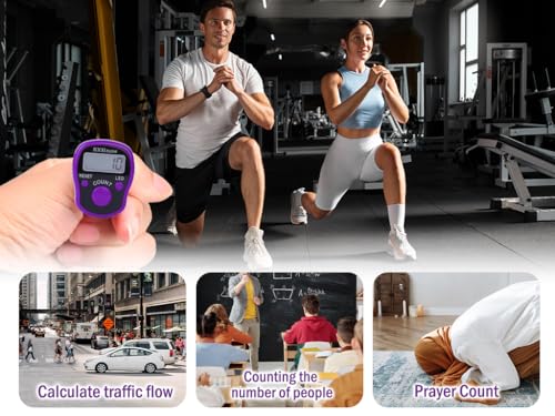 8PCS Electronic Finger Counter, LED Electronic Handheld Tally Counter, 5-Digit Counters Clicker with Box, Lap Track Handheld Counter, for Golf Sports Fitness Exercise Warehouse (Purple, Red)