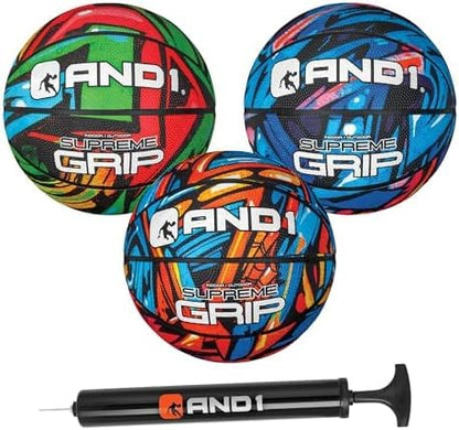 AND1 Mini Basketball Pack Set for Kids (Deflated w/Pump Included): - 7-Inch Premium Youth Size Basketballs, Easy to Grip - color: Supreme Grip, size: 3 (Pack of 8)