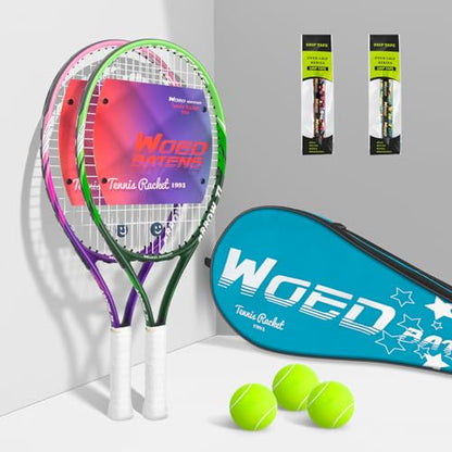 19" 23" 25" Kids Tennis Racket Junior/Youth Tennis Racquet with Tennis Ball Carry Bag Overgrips Vibrations Dampers… - color: 19 Inch