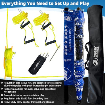 Park & Sun Sports Spectrum Classic: Adjustable Professional Outdoor Volleyball Net System - color: Denim Blue