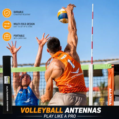 Multi-Foldable Volleyball Antenna Set – Portable Fiberglass Net Antennas for Indoor & Beach Volleyball – Regulation Referee Equipment – Travel-Friendly