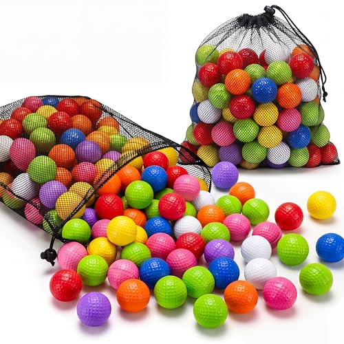 200 Pcs Foam Golf Practice Balls Bulk Realistic Feel Limited Flight Training Balls Soft for Outdoor Swing Indoor Backyard Training - color: Rainbow color