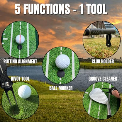 Golf Bag Accessories for Men – Golf Club Water Brush, 50 Golf Tees, Divot Tool & 12x20 Inch Towel - Golf Gifts for Men, Mens Golfing Gifts, Golf Essentials for Men, Golf Accessories Kit - style: Golf Accessories Combo
