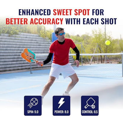 SCS Carbon Fiber Pickleball Paddle – USAPA Approved 2024 – Lightweight, Enhanced Spin, Sure-Grip Handle – Evo-Lite Series for Intermediate Players - color: Cacti