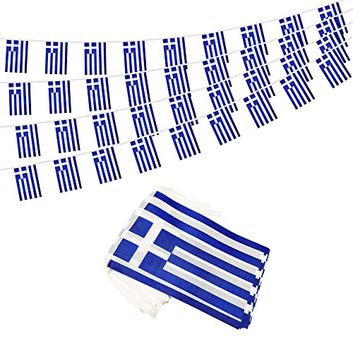 50ft Greece Banner Flag String - Mini Greece Flags (38), Party & Bar Decorations - color: Greece