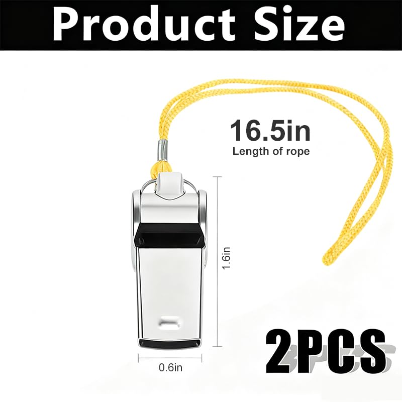 2 Stainless Steel Sports Whistles Set, with Lanyard and Storage Bag - Suitable for Football, Basketball, Volleyball, Referees, Coaches - Loud and Shrill Sound