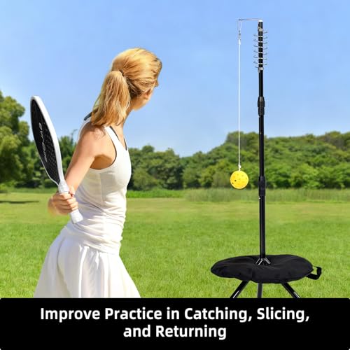 Pickleball Trainer, Pickleballs Training Aid for Solo & Partner Practice, Enhance Reaction Time & Hand-Eye Coordination, Great Gift for Beginners, Families & Pickleball Fans, Easy Installation