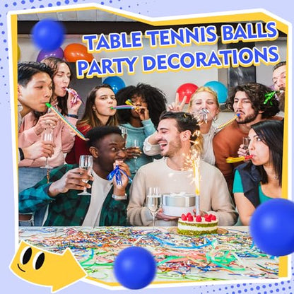 Soulchen 40mm Glow in The Dark Table Tennis Balls Bulk, Carnival Game Night, Neon Birthday Party Favors, Classroom Rewards, Goodie Bag Filler, Pet Playmate - color: Blue, size: Solid