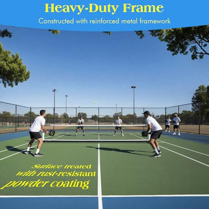 Heavy Duty Pickleball Net with Wheel for Outdoor Indoor Portable Net System with Lockable Wheels Pickleballs Nets Backyard Driveway Gym & Court Use