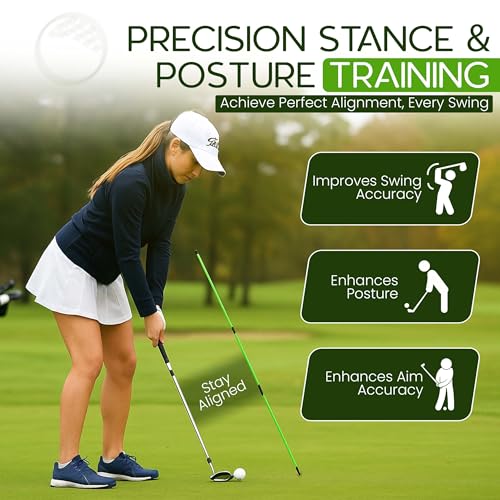 Collapsible Golf Alignment Sticks | 48 Inches Golf Trainer Stick Set for Aiming/Putting/Posturing | Fiberglass Rods for Practice | Portable Super Stroke Alignment Sticks with PVC Tube Case