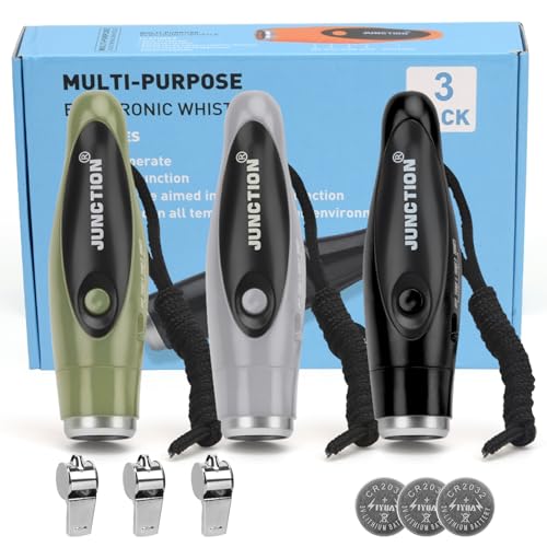 [New Electronic Whistles 3 Pack, Loudest Electric Whistles 3 Tones High Volume Whistle Hand Held for Coaches Referees Training Whistle, Outdoor Hiking Emergency Rescue Whistle Gifts