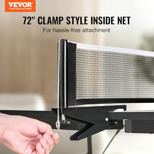 VEVOR Ping Pong Table, Professional Table Tennis Game, Indoor MDF Portable Table Tennis Table, Foldable Ping Pong Table with Quick Clamp Net and Lockable Wheel, 10 Minute Easy Assembly, 18mm Tabletops