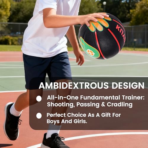 KUYOTQ Size 4 Basketball 25.5" for Kids Youth with Visual Hand Print Guide, for Shooting Practice, Correct Shooting Form and Improve Accuracy, Essential Basketball Training