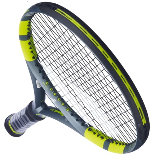 Babolat Pure Aero Tennis Racquet – 9th Gen - Strung with 16g Babolat Syn Gut at Mid-Range Tension - size: 4 1/8" Grip, style: Black String