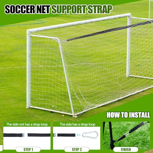 2 Pcs Soccer Goal Net Support Straps Heavy Duty Nylon Straps with Strap Loops for 24 ft Goal, Prevent Net Sagging, Easy Setup for Training, Games, Backyard Use