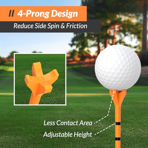 Plastic Golf Tees, 150 Pack (130 Driver Tees + 20 Iron/Hybrid Tees), Low Friction & Resistance, Top Golf Gifts for Men & Unique Golf Gifts for Golfers - color: Orange(3-1/4'', 130pcs) & White(1-1/2'', 20pcs), Plastic