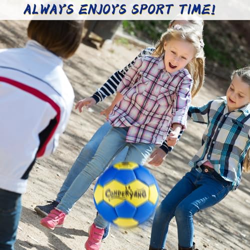 Handball Ball with Pump Needle PU Blue and Yellow Hand Ball Balls Single Handball Attractive and Durable Design for Youth League Game Training Practice - size: 6.7 Inch，Size 2