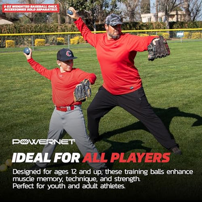 Powernet Weighted Baseball, Outdoor Baseball Training Equipment for Improving Throwing Velocity and Strength for Pitching, Training Balls Sold Individually