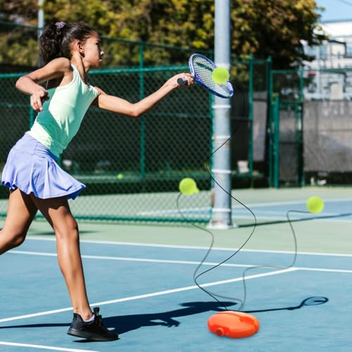 BESPORTBLE Tennis Rebound Trainer Beginner Practice Tool with Elastic Cord Stable Base for Improving Skills Includes String Balls for Self-Training and Muscle Memory Development