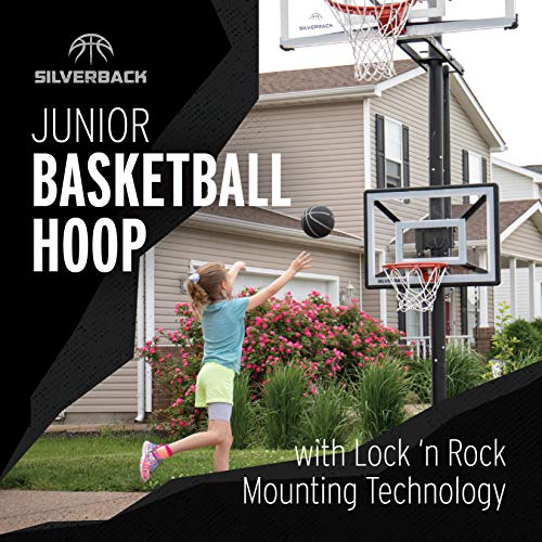 Silverback Junior Youth 33" Basketball Hoop with Lock ‘n Rock Mounting Technology Mounts to Round and Vertical Poles, Black (B8410W)