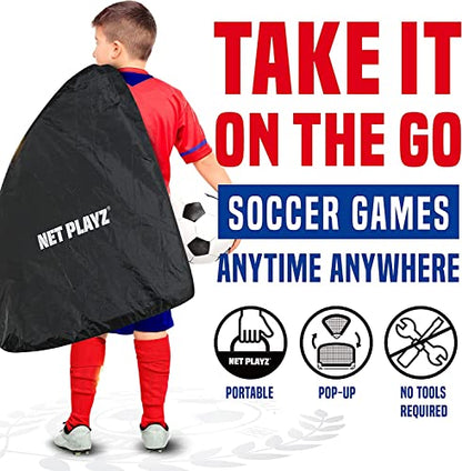 NET PLAYZ Soccer Goals Soccer Net, Pop-up Football Goals, Portable 4'x3'ft, Kids Youth & Teens Backyard Games, Practice & Training, Black (NOS363402024)