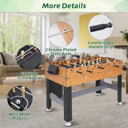 RAYKEEP 54" 4-in-1 Multi Game Table, Combination Game Table Set, Combo Games Table for Home, Game Room w/Soccer, Billiards Tabletop, Table Tennis, Hockey Tabletop