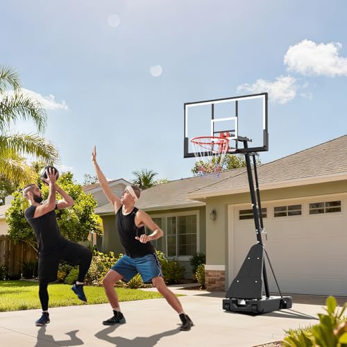 Garvee Basketball Hoop,4.9-10FT Height Adjustable Basketball Hoop Goal System,Mobile Stand with Wheels Weighted Base,Youth&Adults, Driveway Backyard Pool Play