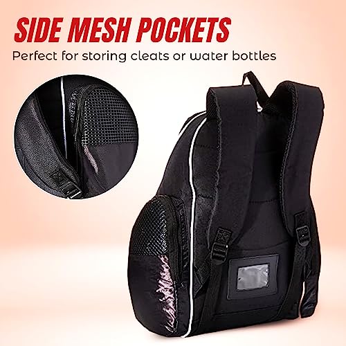 Vizari Solano Soccer Backpack With Ball Compartment and Vented Ball Pocket and Mesh Side Cargo Pockets for Adults and Teens - color: Red