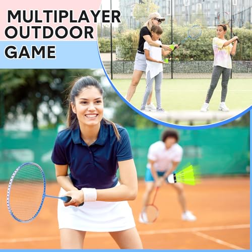 12 Pack Badminton Rackets Set Including Badminton Racquets, Nylon Shuttlecocks and Carry Bag for Outdoor Backyard Games Beginners - color: Blue White, Red White