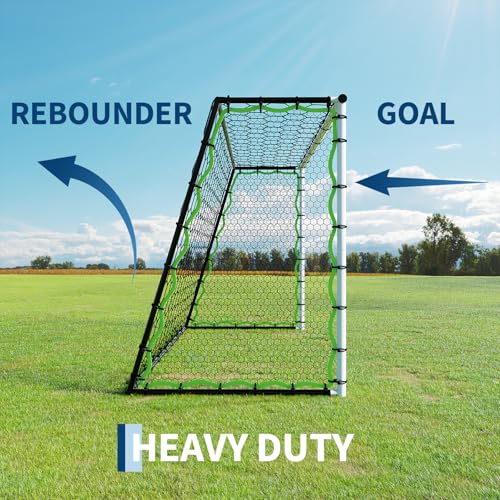 GarveeLife 3-in-1 Soccer Rebounder Net 7x5ft, Large Football Goal Trainer with High, Low Shot Zones, Durable Steel Frame, for, Passing, Ball Control, Solo, Team Skill Practice