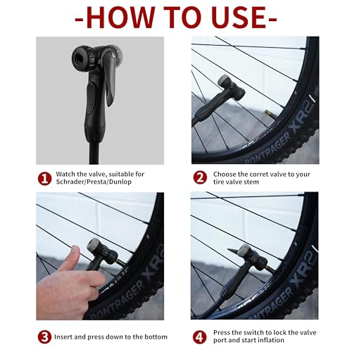BV Bicycle Pump Durable Bike Floor Pump 17/24 inch Smart Valve Head, 160 psi, Automatically Reversible Presta and Schrader