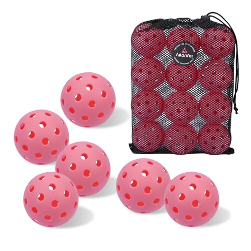 Pickleball Balls 6 Pack | 12 Pack- 40 Holes Outdoor Pickleball with Bag, Perfectly Balanced, High Bounce, Crack-Resistance，USAPA Standard - Multiple Colors - color: Pink, size: 12 pcs