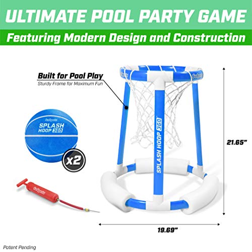GoSports Splash Hoop 360 Floating Pool Basketball Game - Choose Red or Blue - Includes Hoop, 2 Balls and Pump - style: Blue Splash Hoop