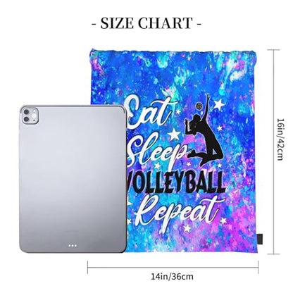 Eat Sleep Volleyball Repeat Drawstring Backpack Gym String Bag Drawstring Sackpack Sport For Womens Mens