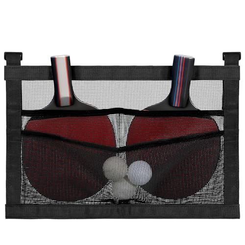 Under-Table PingPong Paddle Holder, Breathable Mesh PingPong Ball Holder, Hanging Large-Capacity PingPongs Paddles Case for Multiple Paddles and Balls, Easy Installation for Home Game Room Club