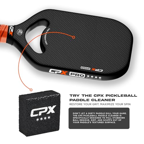 CPX Pro Carbon Fiber Pickleball Paddle - Professional Grade, Matte Finish, Honeycomb Core, Tennis Style Grip - Edgeless Paddle Designed in Chicago, USA - color: Black Pro